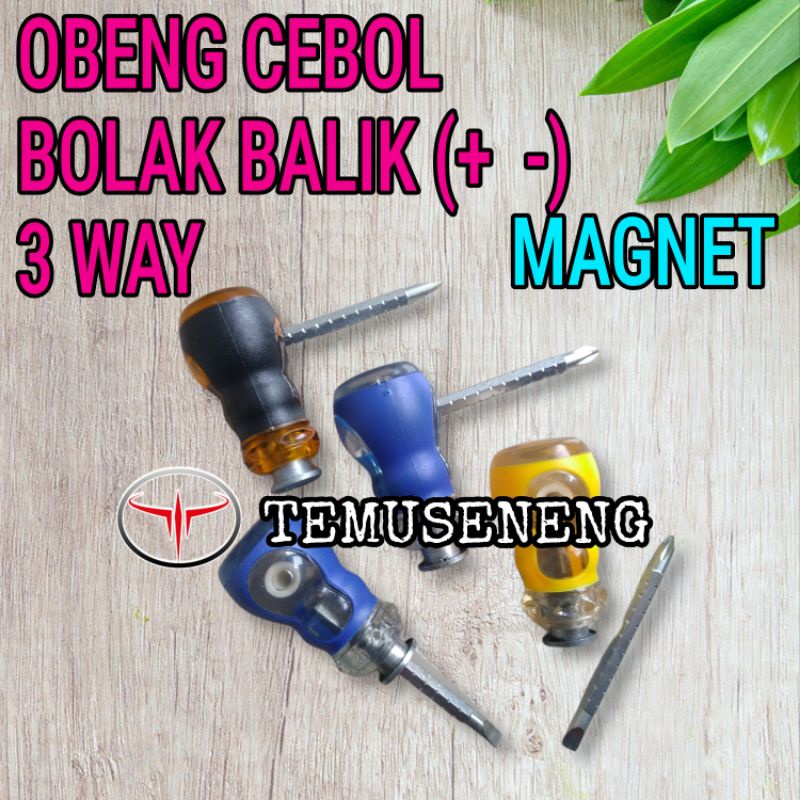 Obeng Mini T Bolak Balik Plus Minus Cebol Bogel Magnet Murah Kuat