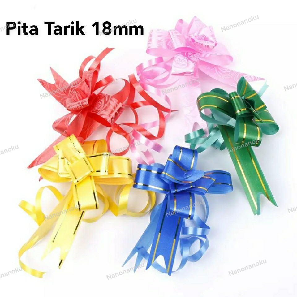 [10 pcs] Pita Tarik 18 mm Pita Serut Motif dan Les Mas