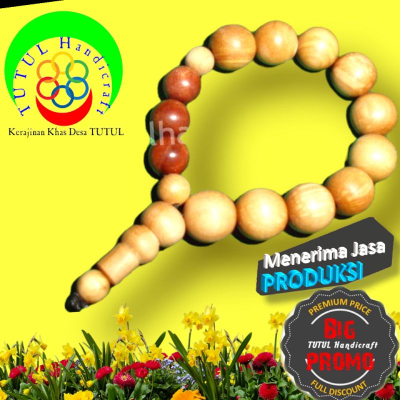 Gelang Rosario Kayu Cendana Model Pucuk Bunga