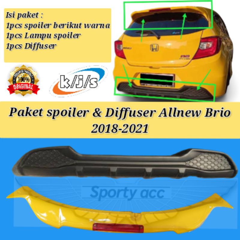 Spoiler dan Diffuser allnew Brio 2018 -2023