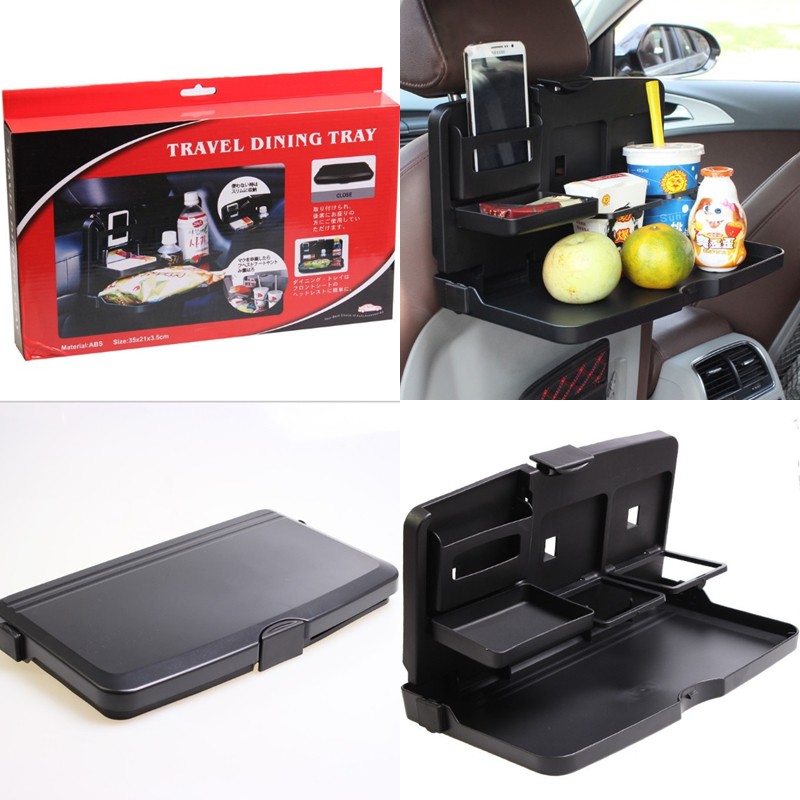 TRAVEL DINING TRAY Flip Tray Table Meja makan minum dalam Mobil Mobil Polos Hitam High Quality