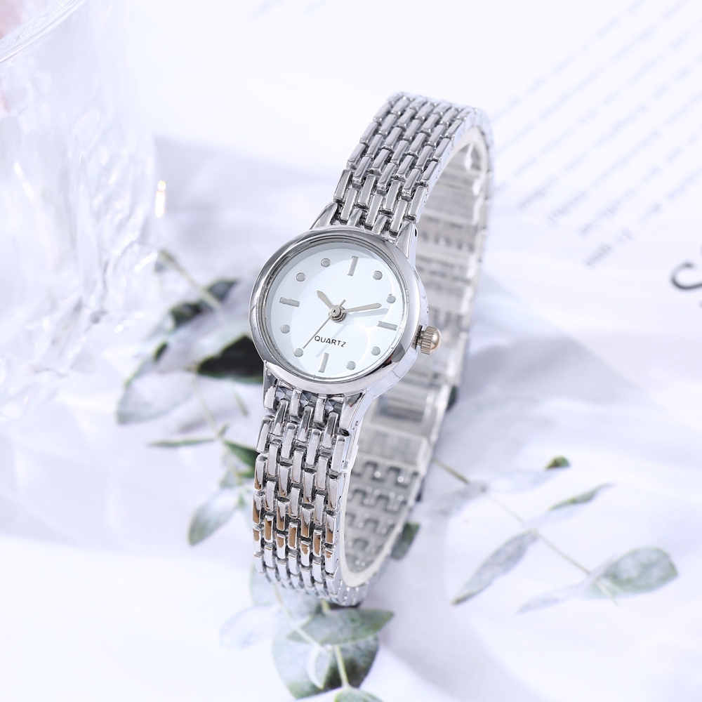 Jam Tangan Analog Quartz Strap Rantai Wanita Dan Pria Dengan Dial Bulat Casual W191