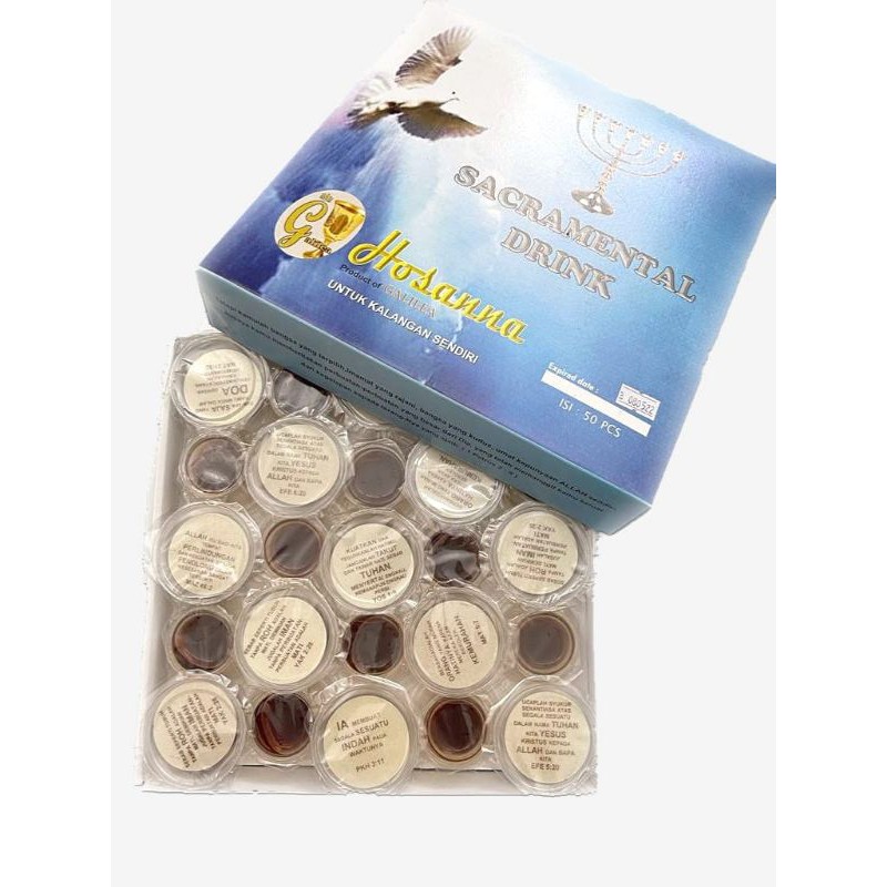 ANGGUR PERJAMUAN CUP & HOSTI AYAT BESAR ISI 50 diameter 5cm (Besar)