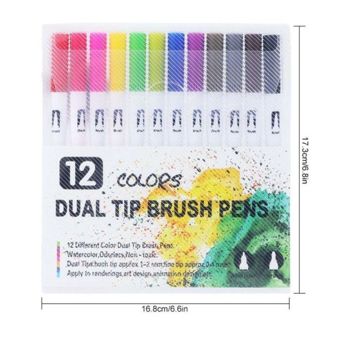 

[[COD]] Dual Tip Brush Pen 12 set PRODUK TERBATAS Kode 912