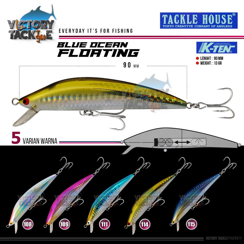 Umpan Pancing Lure TACKLE HOUSE K-TEN BLUE OCEAN BKF 90 - 90 MM 13 GRAM  MINNOW