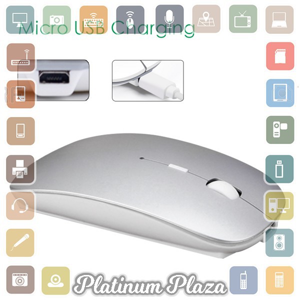 Mouse Wireless 2.4G Rechargeable - Silver`KT1TGR-