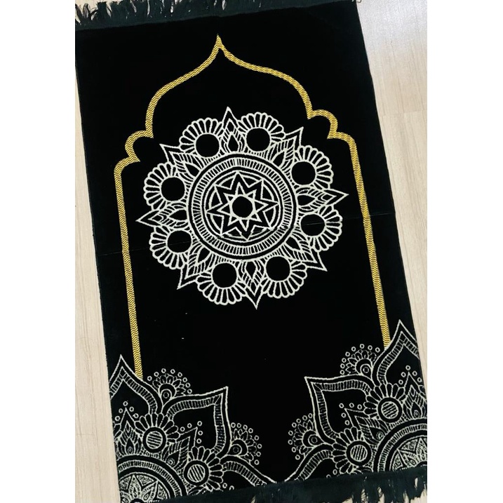 SAJADAH AL-AZAAN SOFT FLORAL BLACK EDITION SPIEGEL GOLD UK 70X110