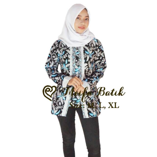 MEIFA BATIK Blouse Motif Blarak Biru