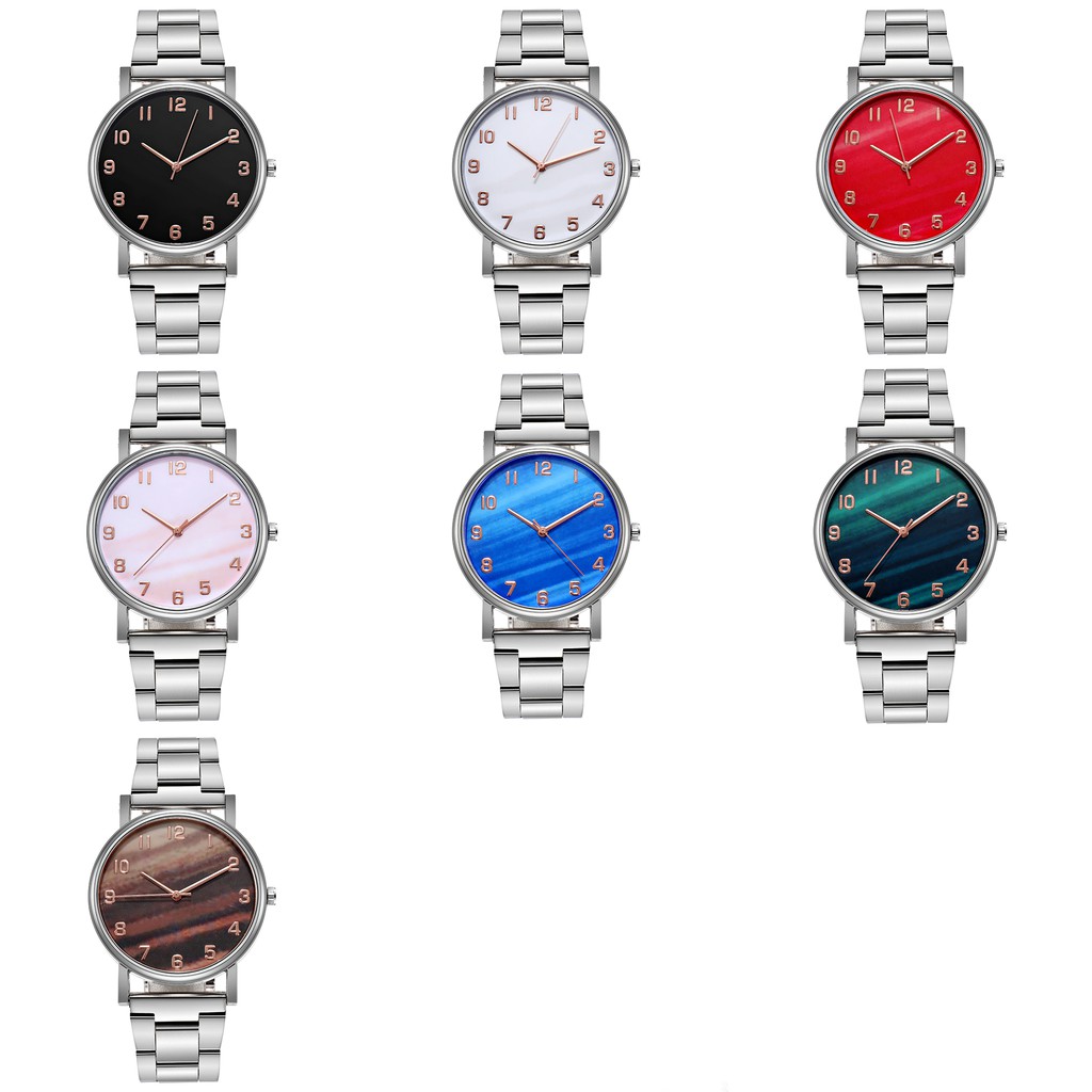 Jam Tangan Gradasi Stainless Steel Analog Quartz Untuk Wanita Dan Pria Fashion Aksesoris Import