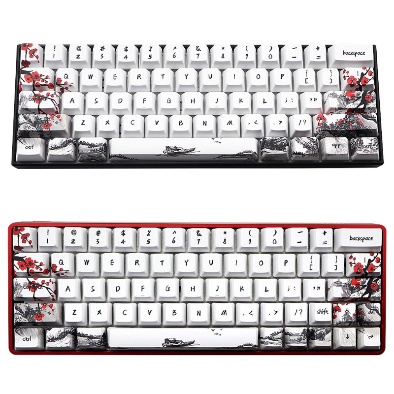 VIVI   71 Keys Wangjiang Plum Blossom Keycap Dye Sublimation OEM Mechanical Keyboard Keycap For GH60 XD64 DZ60 GK61 GK64