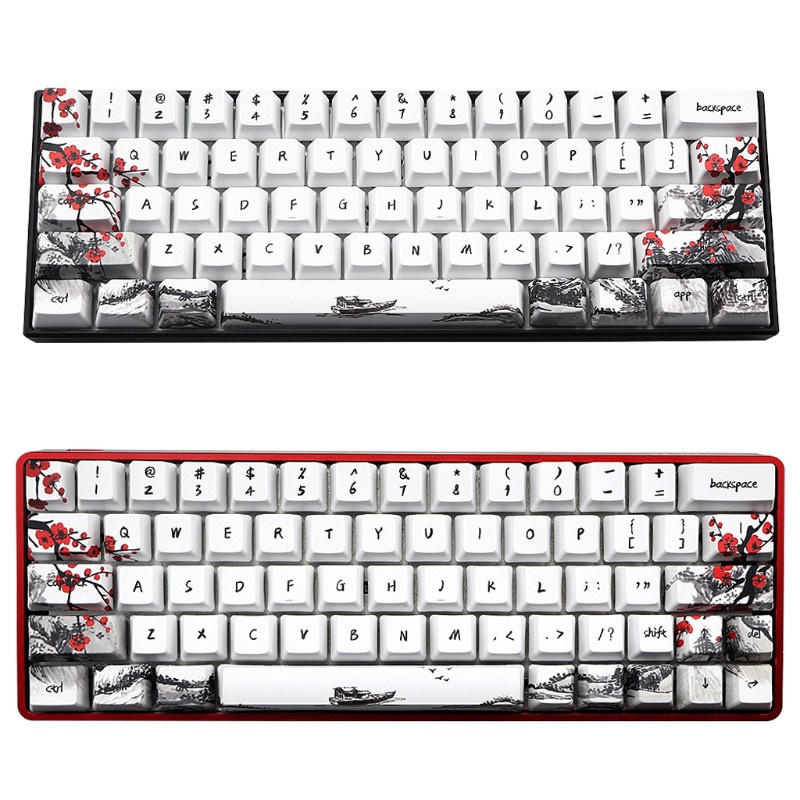 VIVI   71 Keys Wangjiang Plum Blossom Keycap Dye Sublimation OEM Mechanical Keyboard Keycap For GH60 XD64 DZ60 GK61 GK64