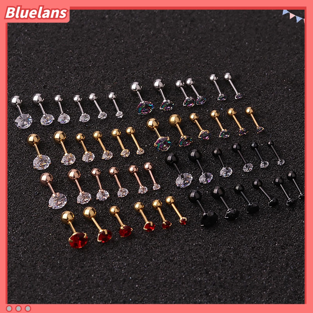 1 Pc Anting Stud Cubic Zirconia Warna-Warni Untuk Wanita