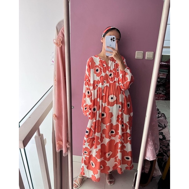 NABO - Boho Big Flower Salem Long Dress