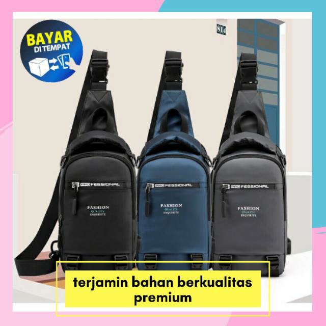 Tas Selempang Bahan Waterproof Multifungsi Tas Pria Slempang Usb 104 tas wasitbag tas import murah