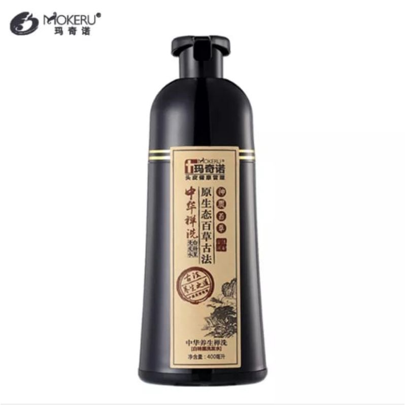 (MOKERU) SHAMPOO pewarna Rambut Hitam alami | Natural black hair color 500ML