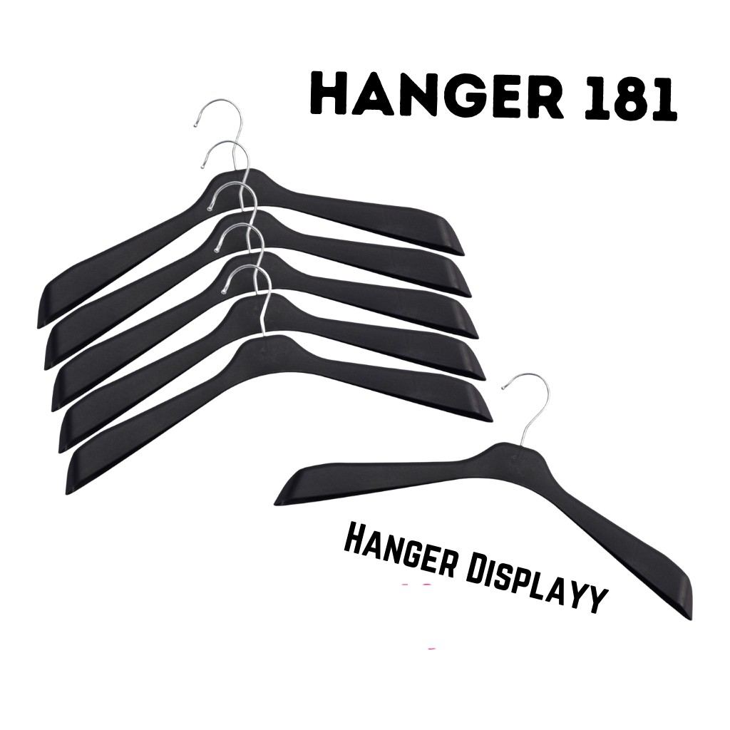 Hanger Gantungan Plastik Distro 181 Gantungan Baju Bebek Jas Berkualitas Hitam (isi 6 pcs)