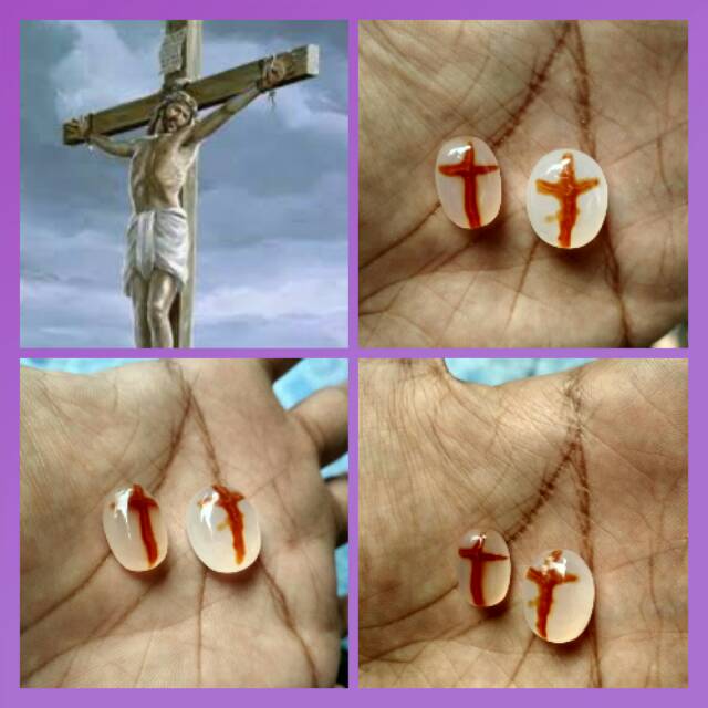 Batu akik motif salib natural asli