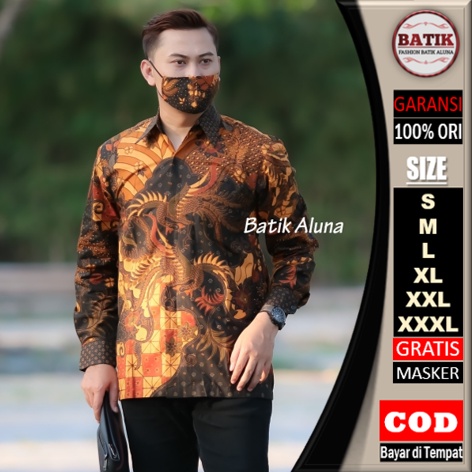 Batik Pria Kemeja Batik Pria Lengan Panjang Premium Terbaru 2023 Exclusive Batik Kantoran Mewah Ori Full Furing BY FASHION BATIK ALUNA