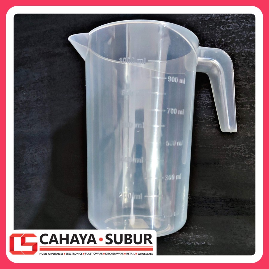 Gelas Ukur Plastik 1000 mL / Takar 1000ml / 1 Liter (Bisa Tumpuk Antar Gelas) 500mL