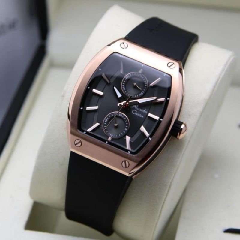 Jam Tangan Alexandre Christie AC 2944 Wanita / AC2944 New Black / Rose Gold Original