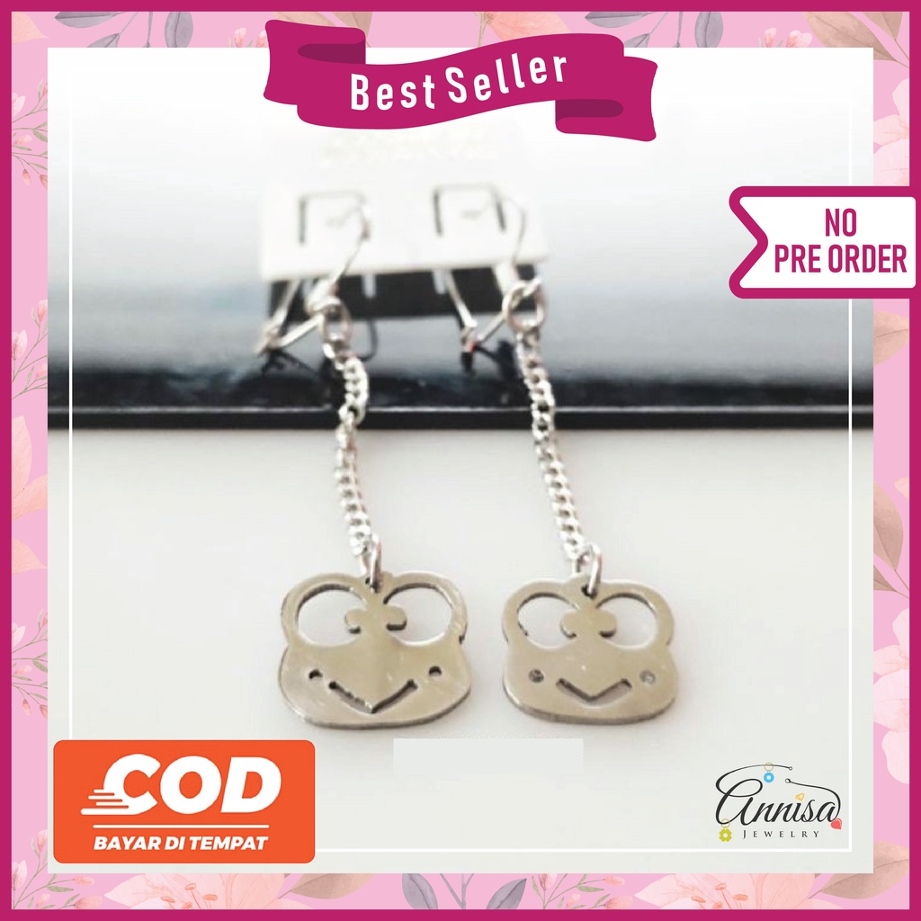 Anting Keroppi Silver Titanium Antikarat