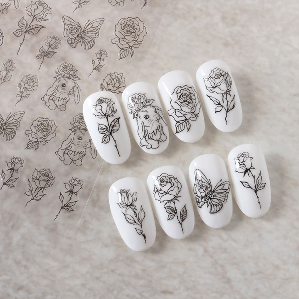 MXBEAUTY Women Nail Art Decorations Summer DIY Nail Decals Cartoon Nail Sticker Self-adhesive Star Rabbit Bear Painted Applique Panda Manicure Accessories