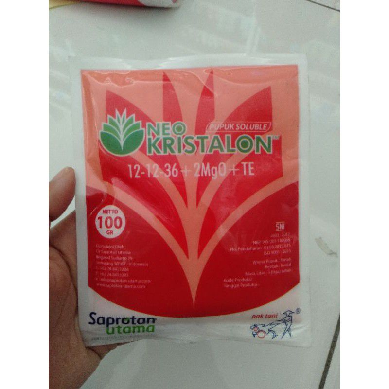 Pupuk Neo Kristalon warna merah 12-12-36+TE/ pupuk kcl /pupuk buah 100g