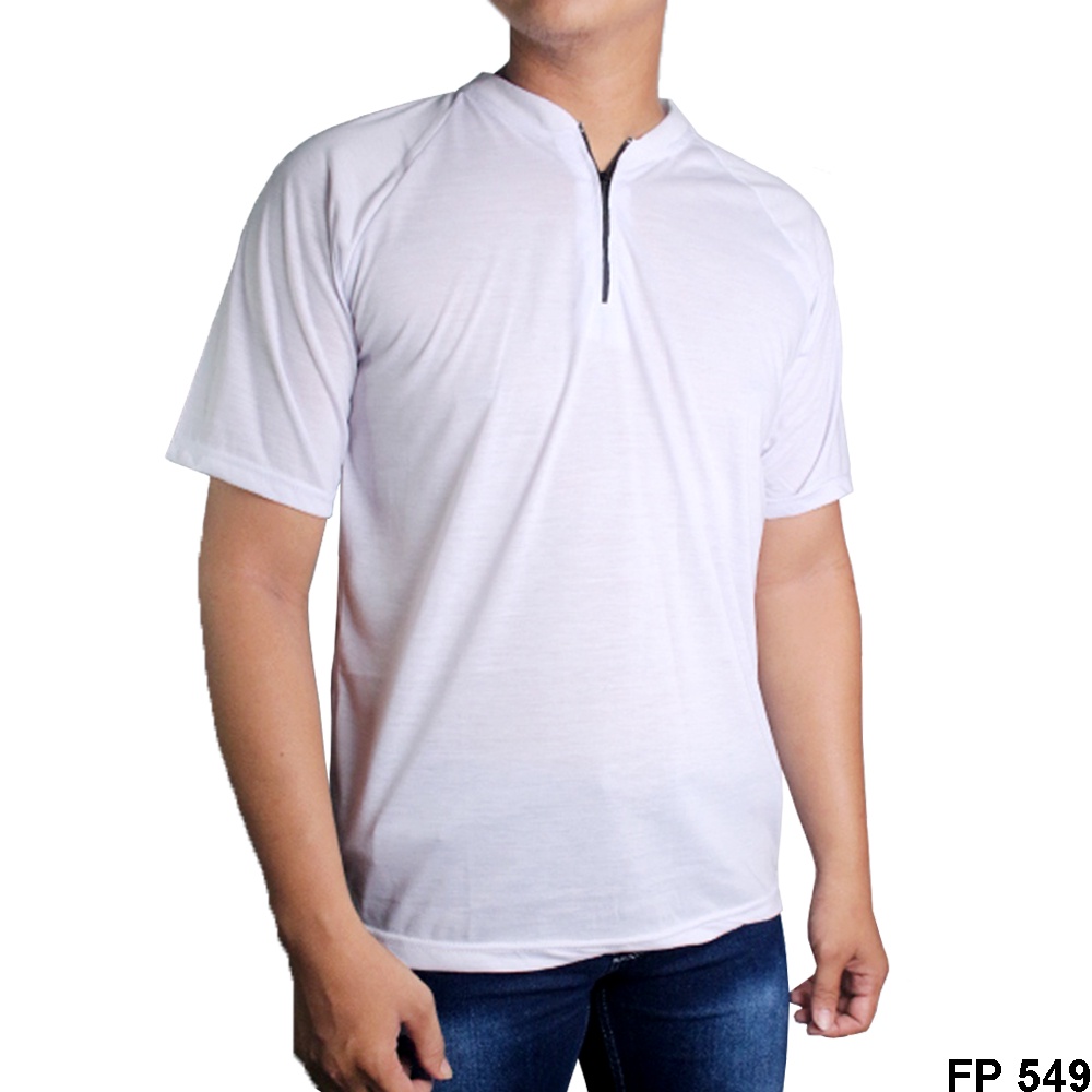 Baju Kaos Polo Pria Resleting Terbaru Polos Kerah Bahan Katun