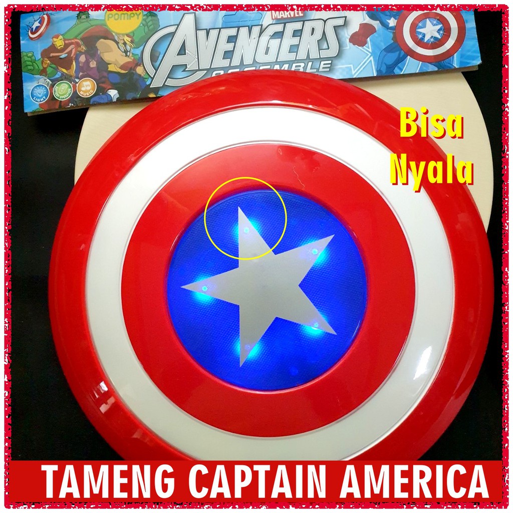 Mainan Tameng Perisai Kapten Amerika 36cm Lampu Led dan Bunyi