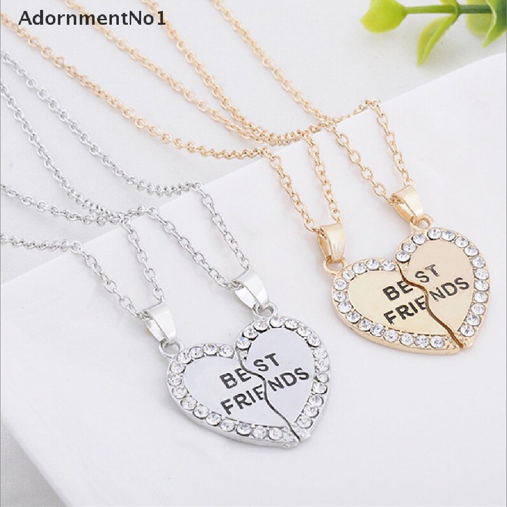 (AdornmentNo1) Kalung Rantai Dengan Liontin Hati Motif Tulisan Best Friend Untuk Wanita