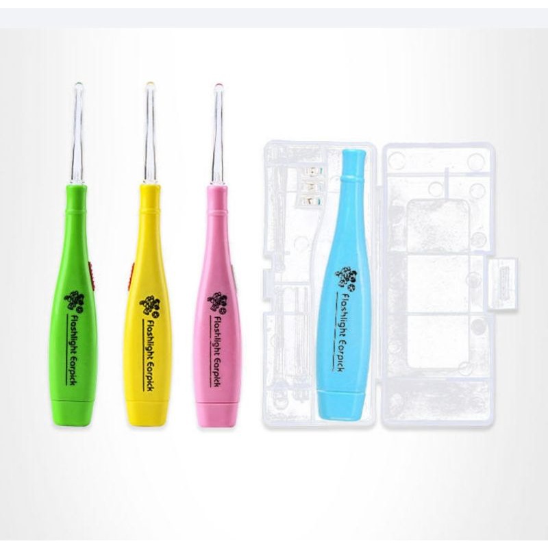 Korek Kuping Lampu LED Baby Ear Pick Flashlight Ear Pick Cleaner Dapat Box