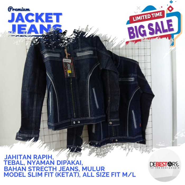 JAKET JEANS PRIA MURAH JAKET DENIM PRIA COWOK TEBAL MULUR SLIM FIT