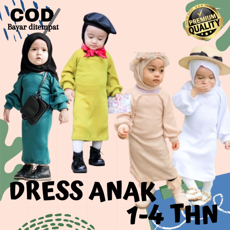 Baju Pesta Dress Anak Perempuan Kamila Lengan Panjang Balon Premium Usia 1 2 3 4 5 Tahun