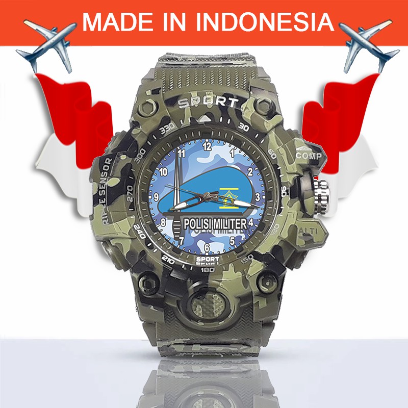 {Istimewa} Jam Tangan POLISI MILITER INDONESIA -Hijau Army Water Resistant