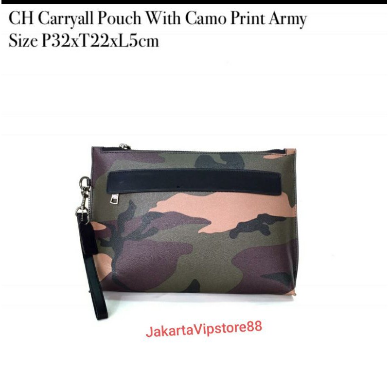 Tas Pria Pouch Coach Carryall with camo print army ORI