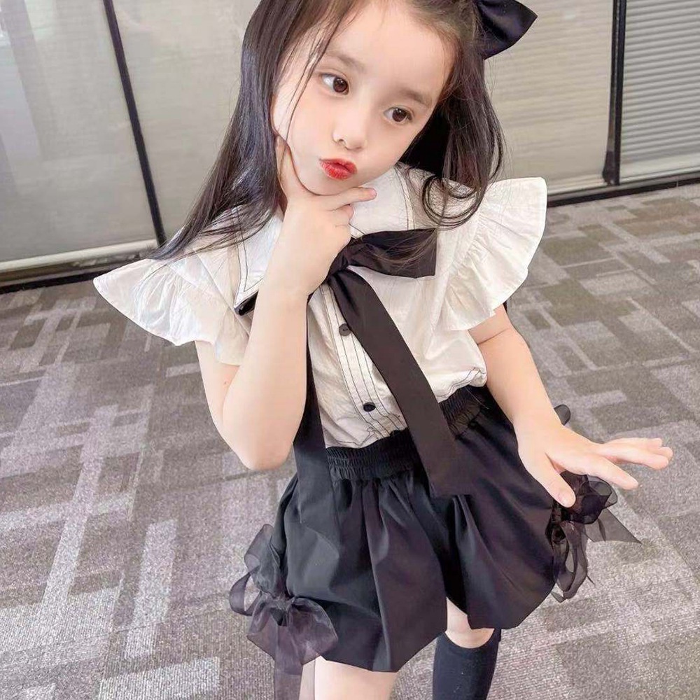 LittleAaron SET HILLARY BLACKWHITE EBV Baju Setelan Anak Perempuan Import Berkualitas