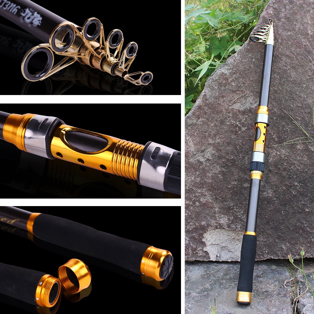 Joran Pancing Pancing Serat Karbon Portabel Teleskopik EVA Handle 2.1m 2.4m 2.7m 3.0m 3.6m Baitcasting Fleksibilitas Yang Baik Kekuatan Tarik Yang Kuat Pancing untuk Danau Sungai Air Tawar Joran Pancing