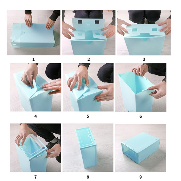 Import Quality - Kotak Sepatu Lipat Transparan Tebal Shoes Storage Box Serbaguna