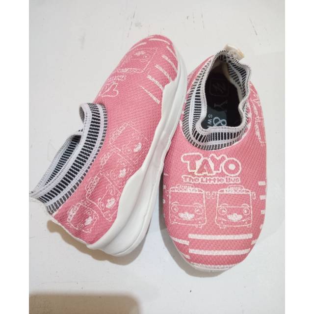Sepatu slop anak perempuan tayo pink