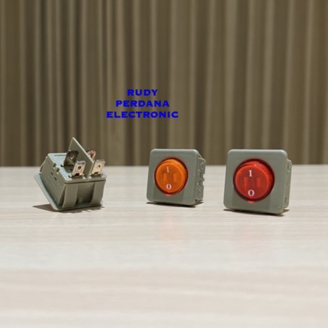 SWITCH ROCKER SAKLAR ON OFF 4 PIN KOTAK LED MERAH KUNING HIJAU 15A 250V 15A 125V - 30MM 30x30MM