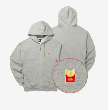 Hoodie ZIPPER BTS x mcd logo potato stick small printing