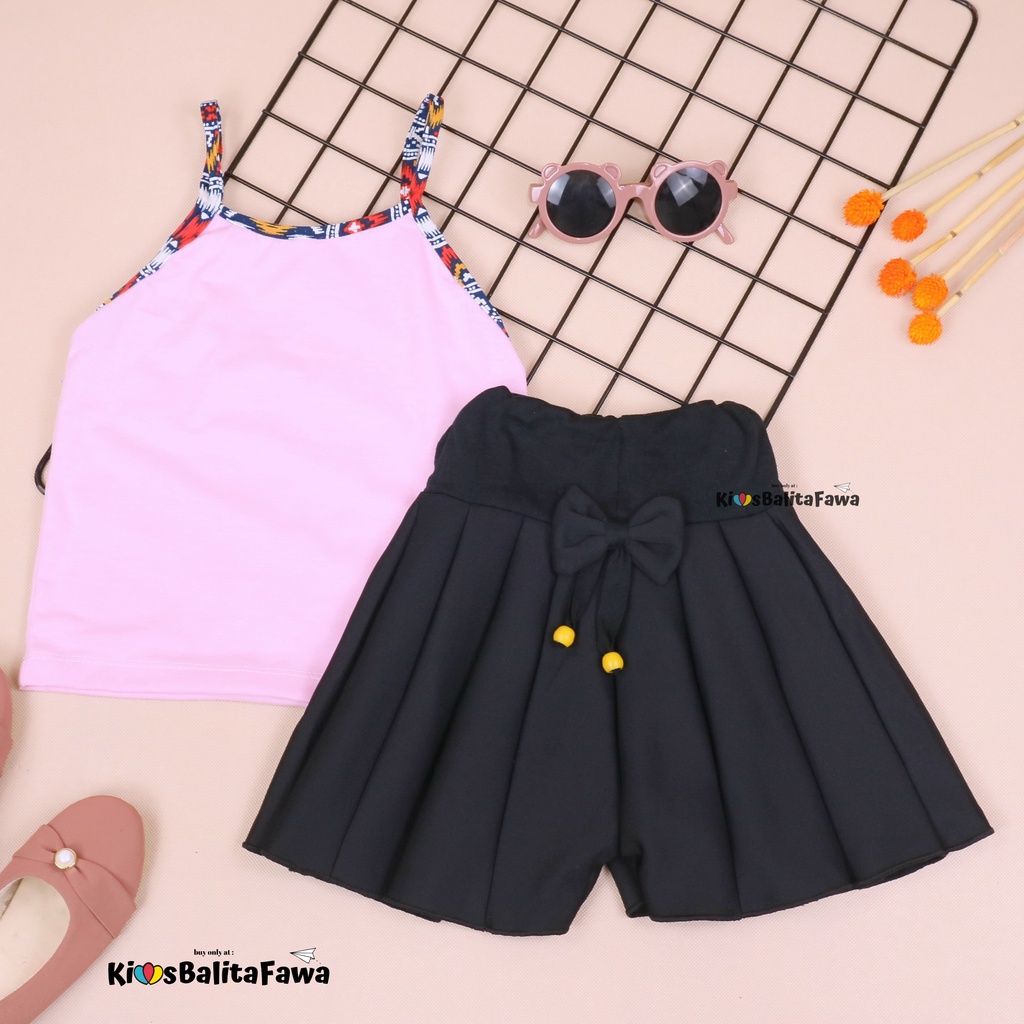 Setelan Mixed Pop uk 1-2 Tahun / Atasan Anak Perempuan Tanktop Rok Celana Polos Set Baju Kensi Cewek