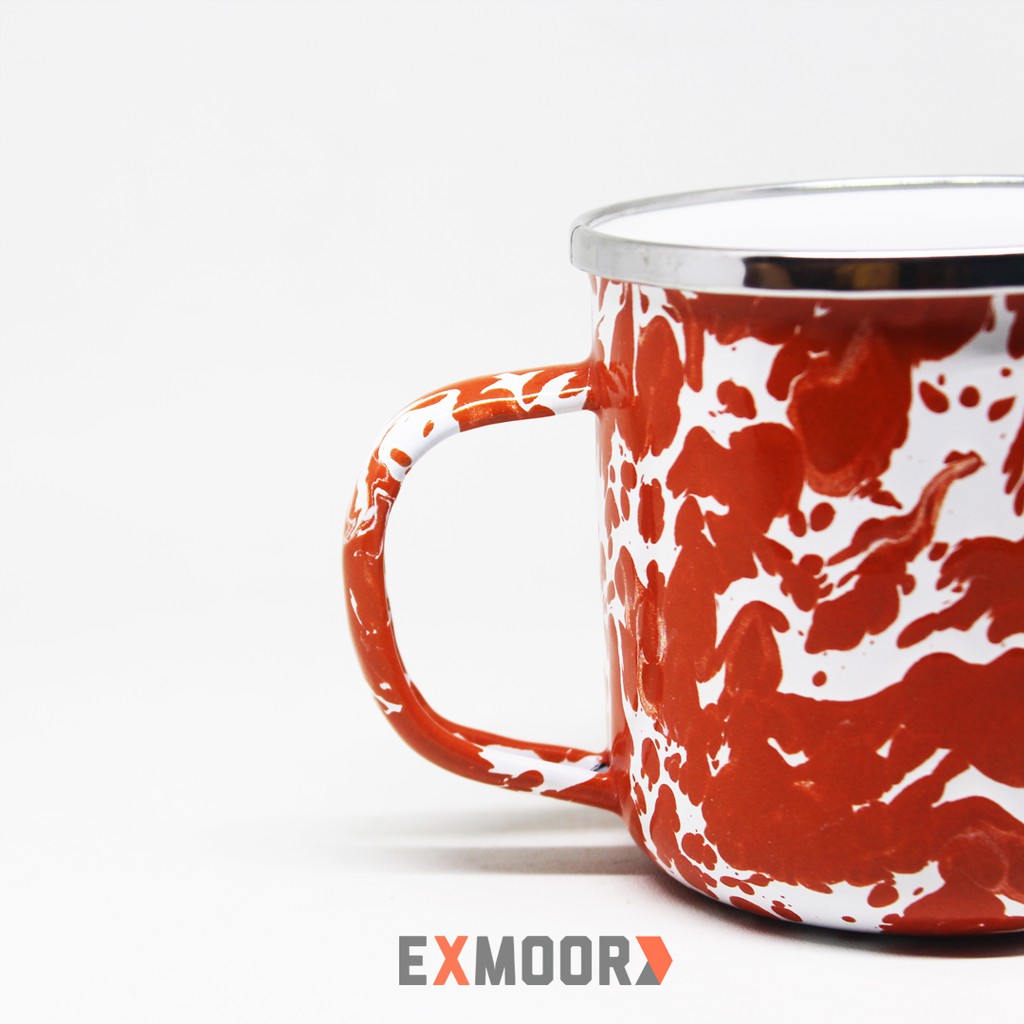 Exmoor Cangkir Enamel Premium Lurik Merah Bata 300 ml