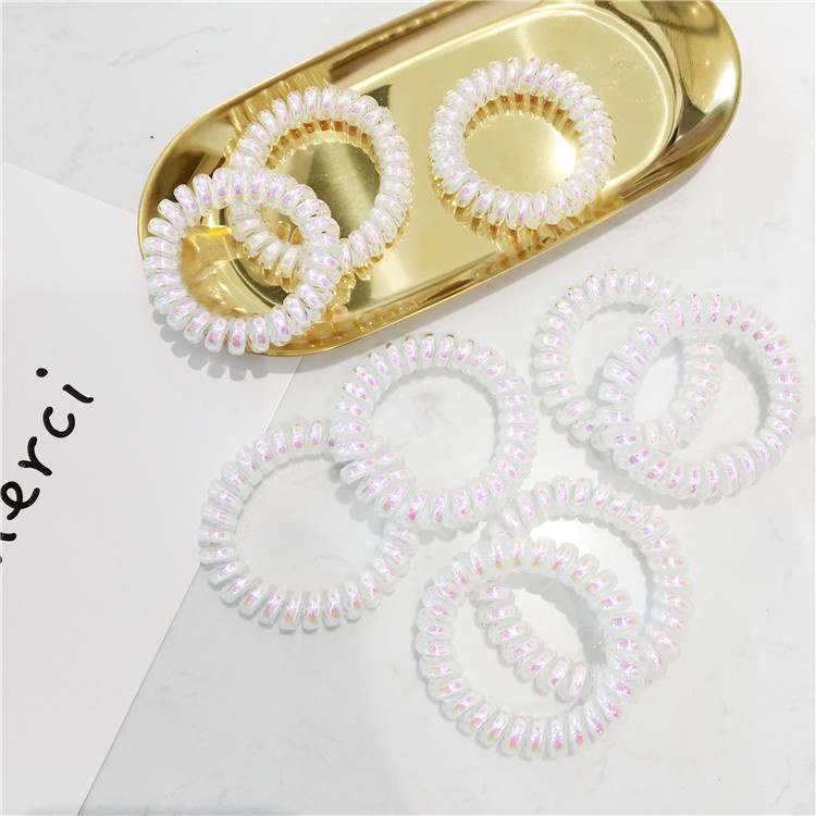 Lolita Japanese Girl Fantasy Phone Coil Mermaid Color Flash Transparent Laser Hair Rope Head Rope Hair Accessories