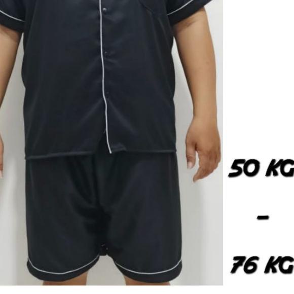 baju tidur satin pria celana pendek set piyama cowok lengan setelan LD 110 120 Jumbo lakiLaki dewasa