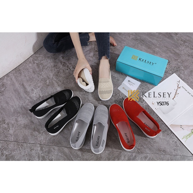 Kelsey  Sepatu Flyknit Flat Shoes Wanita  YS076