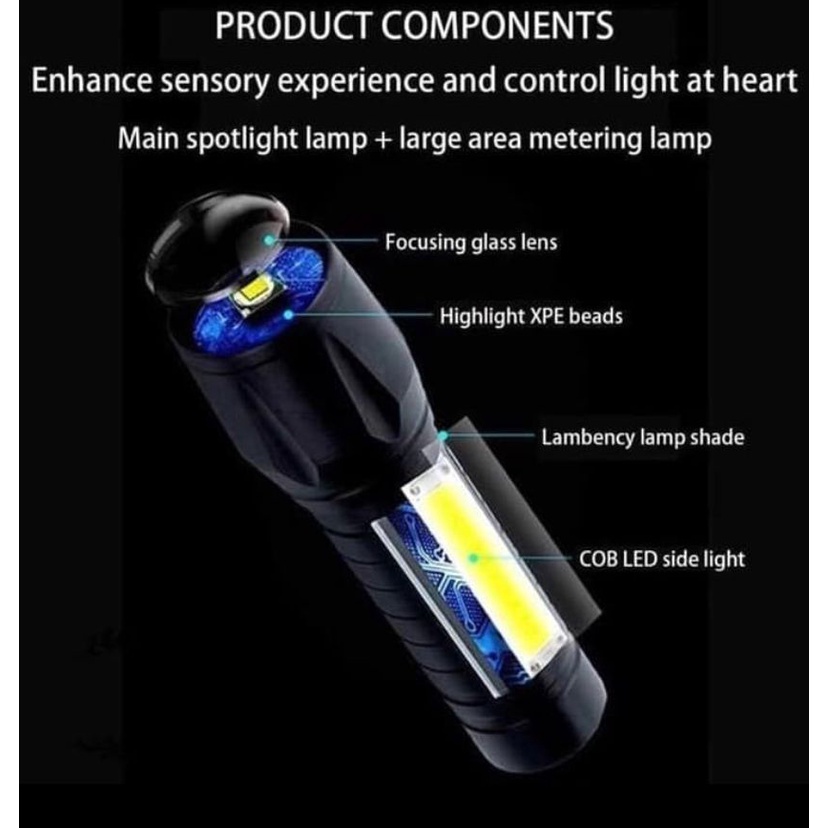 SENTER SWAT MINI ZOOM SENTER POLICE LED MINI ZOOM CAS CHARGE 3 FUNGSI SENTER LED SENTER MINI LED VD