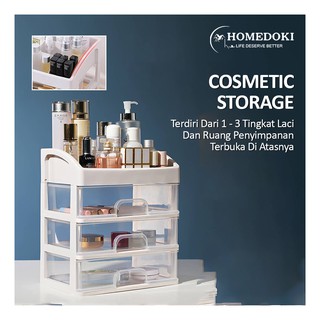  Rak  Kosmetik Makeup Storage Plastic Box  Laci 3 Susun 