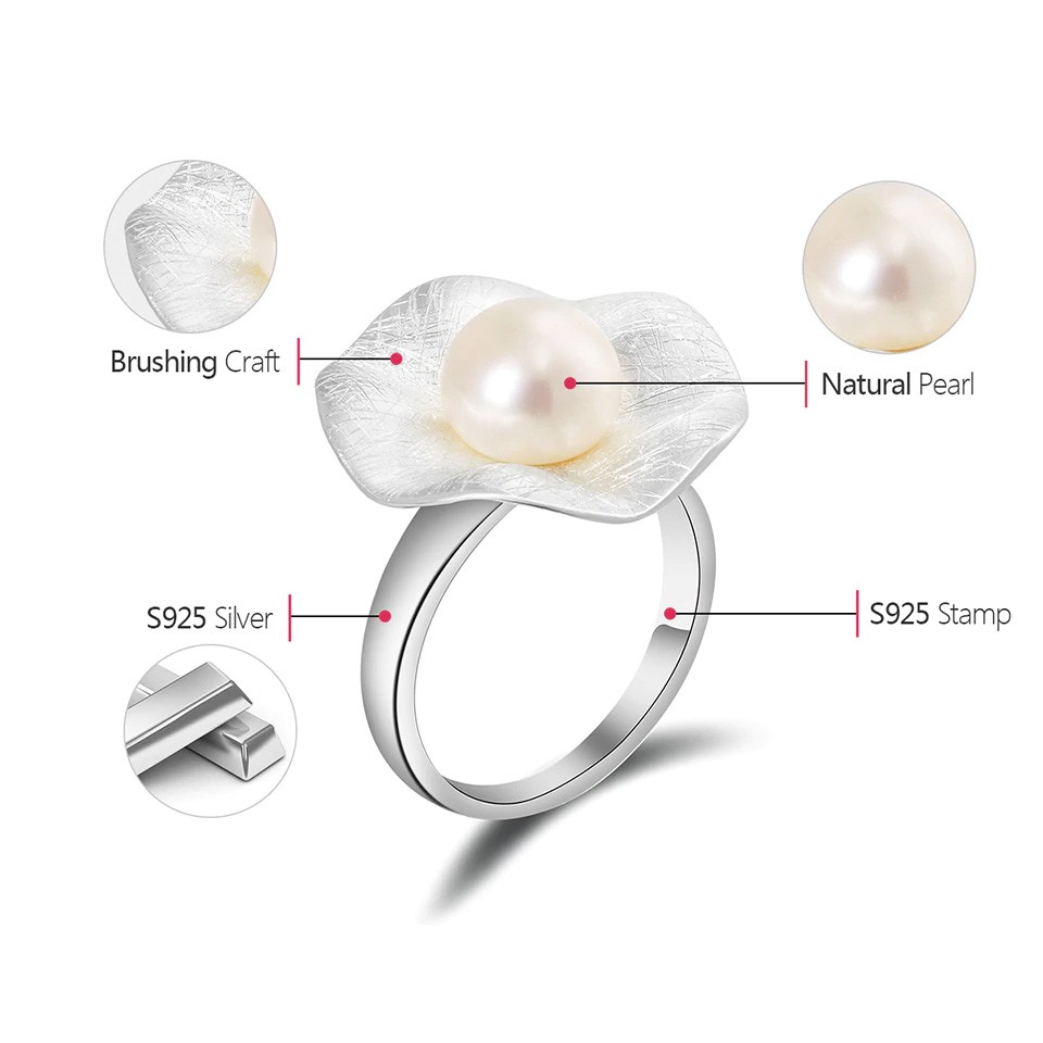 SERI SERI Shell Pearl Perak 925 Asli Cincin Wanita Sterling Silver Ring