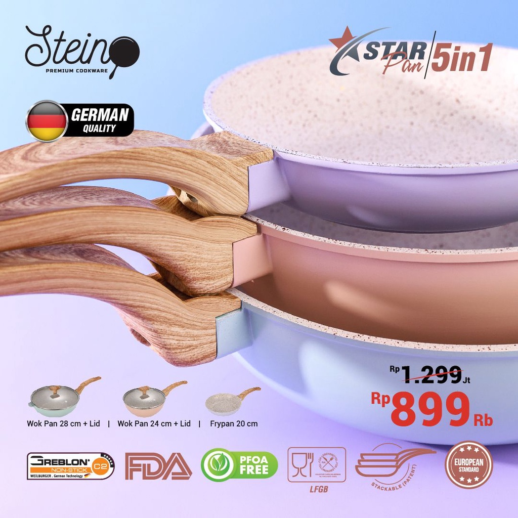 Stein Steincookware Star Pan Starpan 5 in 1 / Stackable Floating Pan